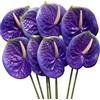 Corkwaw 8 fiori artificiali di Anthurium da 60 cm, veri al tatto, per centrotavola e decorazioni per matrimoni, composizioni floreali (viola)