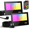 HYDONG Faretto LED da Esterno 50W 4450LM, faretto che cambia colore RGBW, equivalente a 500W, luce di inondazione RGB bianca calda 3000K, Proiettori per esterni(confezione da 2)