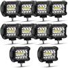 Safego Faro da Lavoro, 4 60W Faretto Faro LED 4800LM Spot Luci da Lavoro a LED Proiettore Fendinebbia Luci Off Road Impermeabile IP67 per Trattori Auto SUV ATV Camion Barca Spotlight 12V 24V, 10PCS