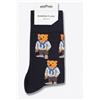 Baron Filou Knit Socks Navy Blu Calza Iconica Misto Cot Blunotte