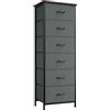 Somdot Cassettiera Camera da Letto in Tessuto, Mobiletto Salvaspazio, Settimino per Soggiorno, Studio, Cameretta, Ingresso, 30P x 42l x 115H (6 Cassetti), Grigio Carbone