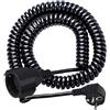 PABANCE Cavo di prolunga a spirale, con 1 presa Schuko, 3 m, cavo a spirale estensibile da 0,9 m a 3 m Max, 230 V, 16 A, cavo di prolunga IP20, nero