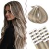 SEGO Extension Adesive Capelli Veri Biadesivo 10 Ciocche Tape in Allungamento Lisci 15g/Set 30 cm # 18P613