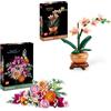 LEGO Bundle Decorazioni Floreali - Set con Mini-Orchidea (10343) e Bouquet di Fiori Rosa (10342) per Adulti - Kit di Fiori Artificiali - Decorazioni casa - Regalo di San Valentino Donna e Uomo 10343