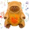 PQKL-Party Schlummer Capybara - Peluche con battito cardiaco e movimento respiratorio, musica, regalo per ragazze e ragazzi (marrone)