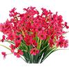JEMONG 12 fiori artificiali per esterni, resistenti ai raggi UV, non sbiadiscono, piante finte in plastica, per giardino, veranda, finestra, decorazione (Fuhia)
