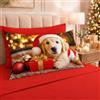 PETTI Artigiani Italiani - Lenzuola in Cotone con Federe in Stampa Digitale di Natale, Lenzuola Natalizie Due Piazze, Completo Letto Matrimoniale Natalizio, Xmas 15 Rosso, 100% Made in Italy