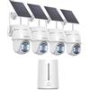 COOAU 4MP Telecamera Wi Fi Esterno Senza Fili Kit 4 Cam e Oannello Solare Sistema di