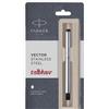 Parker Penna stilografica Parker Vector Steel CT Chrome Trim convertitore pennino fi...
