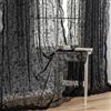 TUDECO Tende nere per Halloween, lunghe 213 cm, stile shabby chic, in pizzo trasparente, motivo floreale, tende per la privacy, stile gotico/strega, decorazione francese, 1 paio, 133 x 213 cm