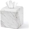WORHE Scatola porta fazzoletti in marmo bianco, in vero marmo naturale, per bagno, soggiorno, camera da letto, comò, cucina, decorazione semplice per la casa, bianco jazz (WH014)