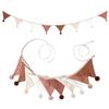 AiQInu Bandierine Triangolari con Piccolo Pompon, Bandierine per Cameretta dei Bambini, per Bambini Camera Baby Showe Camera da Letto (Colore beige-caffè)