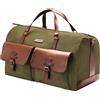 DRAKENSBERG Long Weekender - Borsone grande, borsa da viaggio in stile vintage, per donna e uomo, realizzata a mano in qualità premium, 60L, tela e pelle, verde oliva, DR00124