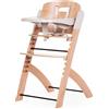 CHILDHOME, Seggiolone per bambini Evolutive : Da 0 mesi a 85 kg, Tavoletta inclusa, Legno di faggio, Roll bar, Cintura di sicurezza a 5 punti, Viti invisibili, Evosit Natural Beige
