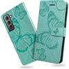 DENDICO Cover per Galaxy S22 Plus, Portafoglio Custodia in PU Pelle per Samsung Galaxy S22 Plus, Antiurto Cover a Libro con Slot per Carte, Verde