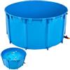 VEVOR Tela Peschiera Fuori Terra, Capacità 3100,22 L, Vasca Pieghevole Rotonda per Pesci Rossi con Telaio Stabile e Valvola di Scarico, per Acquacoltura, Allevamento di Carpa Irrigazione, Blu