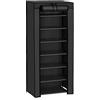 SONGMICS Scarpiera, 7 Ripiani, 28 x 46 x 126 cm, con Copertura di Tessuto | Scaffale Portascarpe da Ingresso, Slim, Struttura di Metallo, Nero, Collezione RYLAN RXJ024B02