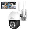 ANTELA 8MP Telecamera di Sorveglianza WiFi Esterno, 360°PTZ con registrazione 24/7, IP65, Visione notturna a colori/IR/Smart da 50m con proiettore, Rilevamento del movimento, 2.4GHz