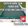 COPERTURA INVERNALE DA 220/210 GR CON TUBOLARI INCLUSI PER PISCINE 5mt x 10mt - Dim. COPERTURA 6.5mtx11.5mt