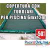 COPERTURA INVERNALE DA 220/210 GR CON TUBOLARI INCLUSI PER PISCINE 6mt x 12mt - Dim. COPERTURA 7.5mtx13.5mt