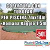 COPERTURA INVERNALE DA 220/210 GR CON TUBOLARI INCLUSI PER PISCINE 7mt x 14mt + ROMANA RAGGIO 1.5 - Dim. COPERTURA 8.5mtx17mt