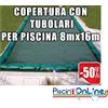 COPERTURA INVERNALE DA 220/210 GR CON TUBOLARI INCLUSI PER PISCINE 8mt x 16mt - Dim. REALE 9.5mt x 17.5 mt