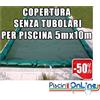 COPERTURA INVERNALE DA 220/210 GR SENZA TUBOLARI PER PISCINE 5mt x 10mt - Dim. Cop. REALI 6.50mt x 11.5mt