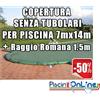 COPERTURA INVERNALE DA 220/210 GR SENZA TUBOLARI PER PISCINE 7mt x 14mt + RAGGIO ROMANA 1.5mt - Dim. Cop. REALI 8.50mt x 17mt