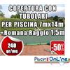 COPERTURA INVERNALE DA 240 GR CON TUBOLARI INCLUSI PER PISCINA 7mt x 14mt + ROMANA RAGGIO 1.5 - Dim. REALI 8.5mt x 17mt