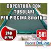 COPERTURA INVERNALE DA 240 GR CON TUBOLARI INCLUSI PER PISCINA 8mt x 16mt - Dim. REALI 9.5mt x 17.5 mt