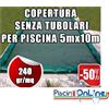 COPERTURA INVERNALE DA 240 GR SENZA TUBOLARI PER PISCINA 5mt x 10mt - Dim. Cop. REALI 6.50mt x 11.5mt