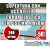 COPERTURA INVERNALE DA 240 GR CON OCCHIELLI E CORDA PER PISCINE 4mt x 8mt - Dim. Cop. REALI 5.5 mt x9.5mt