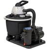 FILTRO A SABBIA MONOBLOCCO DA 6 MC/H CON CAPIENZA DI 25 LT E POMPA CON POTENZA DA 0.5 HP. COLORE NERO