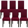 Jaotto Coprisedia con Schienale Elasticizzato 6 Pezzi,Fodere per Sedie da Pranzo Lavabile Universale Estraibile,Moderno Vestisedia per Cucina,Copertura della Sedia per Casa Ristorante(Bordeaux,6)