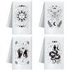 CUTHOLLOW Set di 4 Strofinacci Decorativi per Cucina Elemento Divinazione, 60x40cm, Strofinaccio Morbido e Assorbente in Microfibra per Tè, Caffè, Bar, Casa, Miglior Regalo per Festa della Mamma