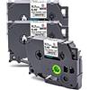 Anjonova 3x Cassetta Tubo Termorestringente Sostituzione per Tze Nastro HSE-231 HSE231 11.7mm x1.5m per Brother P-Touch E100 P300BT Cube E110 E550W H107 H105 H200 H101C E100 E800W, Nero su Bianco