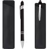 Horktrust Penna a sfera retrattile personalizzata con astuccio in pelle - Inchiostro nero 0,5 mm - Elegante e resistente - Per ufficio, home office e scuola - Idea regalo per aziende e matrimoni (Nero)