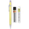 Pentel P205-97C - Matita meccanica automatica, gamma pastello floreale, singola + 12 mine di ricarica Hi-Polymer HB da 0,5 mm + gomma Z2-1N, tubo da 4 ricariche (giallo pastello)