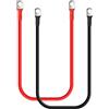 DCHOUSE cavo batteria M8 35cm, cavo batteria 12V cavo batteria 16 mm² rame, cavo di alimentazione ponte, batteria per auto più cavo con 2 occhielli, per moto, batteria solare per auto, dimensioni (M8)