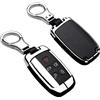 ontto Custodia Cover Protettiva per Chiave Telecomando Auto in Lega di Zinco per Land Rover Discovery 4 Range Rover Sport LR4 Evoque Freelander Jaguar XE XJ XF Guscio Coprichiave-Argento Nero