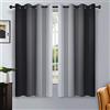SimpleHome Ombre - Tende oscuranti per camera da letto, blocco della luce, gradiente da nero a grigio bianco, isolamento termico, con occhielli, tende oscuranti per bambini, 2 pannelli, 132 x 160 cm