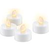 goobay Set di 4 lumini LED con funzione timer, luce bianca calda (2500 K), fiamma tremolante, matrimoni, periodo dell'avvento o decorazione per la cena, funzionamento a batteria, bianco, con 4 pile a