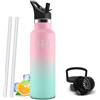 Mulbijeo Borraccia Termica Bambini 500 ML, Senza BPA, Bottiglia Termica, 18/8 Acciaio Inox, Borracce, Sottovuoto a Doppia Parete, BorraccIe Termiche con Cannuccia, Termos per Scuola, Sport