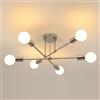 Goeco Lampadario Sputnik Vintage, E27 Plafoniera da Soffitto Industrial con 6 Portalampada, Lampada da Soffitto in Metallo per Camera da Letto Soggiorno, (Senza Lampadina), Cromo Dia. 60 cm