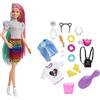 Barbie - Bambola Capelli Multicolor con Funzione Cambia Colore, Include Cerchietto e Borsa a Forma di Gatto e Accessori a Tema Leopardo, Giocattolo per Bambini 3+Anni, GRN81