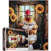 Tucocoo puzzle divertente 1000 pezzi per adulti, pollo con occhiali, lettura giornale, girasoli Puzzle murale bagno fattoria, regalo, giochi di famiglia difficili