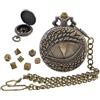 PH PandaHall DND, set di cubi per occhi, porta orologi, 7 pezzi, mini cubi in metallo con catena per orologio da tasca come regalo, dungeons e dragon, accessorio per gioco di ruolo, bronzo anticato