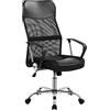 Yaheetech Sedia Ufficio Scrivania Ergonomica Schienale Alto Reclinabile Portata 135 kg Girevole a Rotelle Altezza Regolabile Imbottita Traspirante e Ecopelle con Braccioli e Poggiatesta Nera
