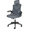 VOUNOT® Sedia da Ufficio Scrivania Ergonomica, Poltrona Ufficio da Computer ad Altezza Regolabile con Poggiatesta, Supporto Lombare e Braccioli Pieghevoli, Schienale in Rete Girevole a 360°, Grigio