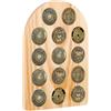 FINGERINSPIRE Espositore per Monete in Legno con 14 Foro, 15x21cm Colore Grano a Forma di Arco Espositore per Monete da Collezione in Legno per L'Organizzazione della Raccolta e dello Stoccaggio